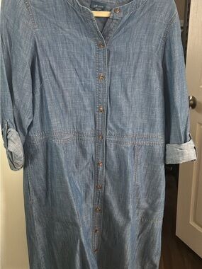 J. Jill Denim Button-Front Blue Shirt Dress
